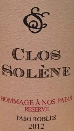 2012 Hommage A Nos Pairs Clos Solene 75cl